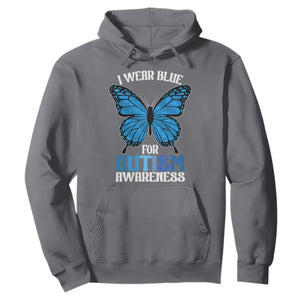 I Wear Blue For Autism Awareness Hoodie Blue Butterfly Puzzle Pieces TS11 Charcoal Print Your Wear