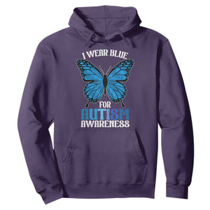 I Wear Blue For Autism Awareness Hoodie Blue Butterfly Puzzle Pieces TS11 Purple Print Your Wear