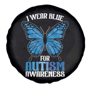 I Wear Blue For Autism Awareness Spare Tire Cover Blue Butterfly Puzzle Pieces TS11 Print Your Wear