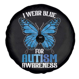 I Wear Blue For Autism Awareness Spare Tire Cover Blue Butterfly Puzzle Pieces TS11 Print Your Wear