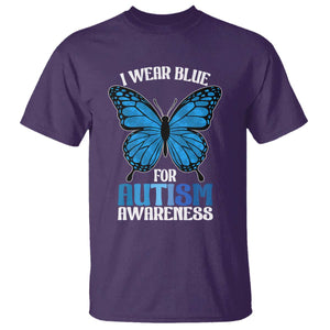 I Wear Blue For Autism Awareness T Shirt Blue Butterfly Puzzle Pieces TS11 Purple Print Your Wear