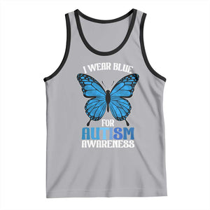I Wear Blue For Autism Awareness Tank Top Blue Butterfly Puzzle Pieces TS11 Athletic Heather Black Print Your Wear