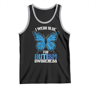 I Wear Blue For Autism Awareness Tank Top Blue Butterfly Puzzle Pieces TS11 Black Athletic Heather Print Your Wear