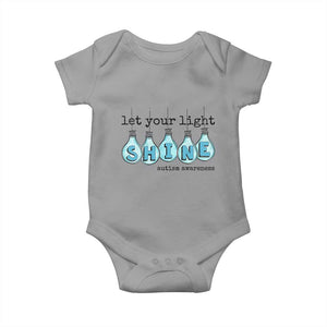 Let Your Light Shine Autism Awareness Baby Onesie Light Bulb Autism Acceptance TS11 Sport Gray Print Your Wear