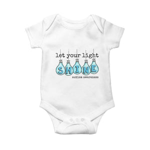 Let Your Light Shine Autism Awareness Baby Onesie Light Bulb Autism Acceptance TS11 White Print Your Wear