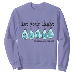 Let Your Light Shine Autism Awareness Sweatshirt Light Bulb Autism Acceptance TS11 Violet Print Your Wear