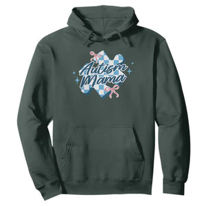 Autism Mama Coquette Puzzle Piece Pink Bow Hoodie TS11 Dark Forest Green Print Your Wear