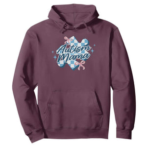 Autism Mama Coquette Puzzle Piece Pink Bow Hoodie TS11 Maroon Print Your Wear