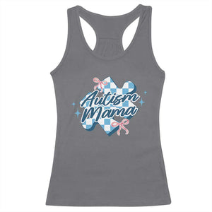 Autism Mama Coquette Puzzle Piece Pink Bow Racerback Tank Top TS11 Charcoal Print Your Wear