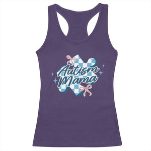 Autism Mama Coquette Puzzle Piece Pink Bow Racerback Tank Top TS11 Purple Print Your Wear