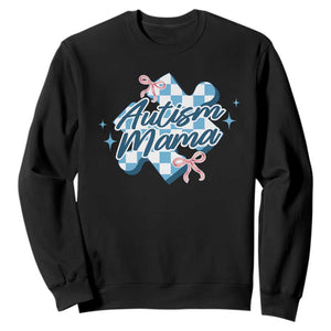Autism Mama Coquette Puzzle Piece Pink Bow Sweatshirt TS11 Black Print Your Wear