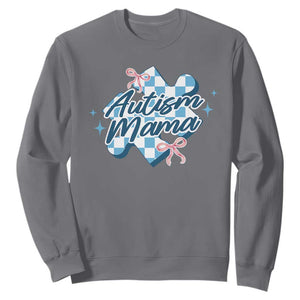 Autism Mama Coquette Puzzle Piece Pink Bow Sweatshirt TS11 Charcoal Print Your Wear