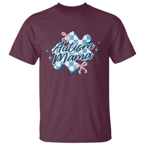 Autism Mama Coquette Puzzle Piece Pink Bow T Shirt TS11 Maroon Print Your Wear