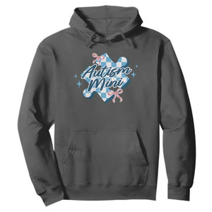 Autism Mini Coquette Puzzle Piece Pink Bow Hoodie TS11 Dark Heather Print Your Wear