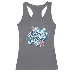 Autism Mini Coquette Puzzle Piece Pink Bow Racerback Tank Top TS11 Charcoal Print Your Wear