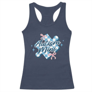 Autism Mini Coquette Puzzle Piece Pink Bow Racerback Tank Top TS11 Navy Print Your Wear
