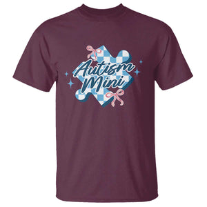 Autism Mini Coquette Puzzle Piece Pink Bow T Shirt TS11 Maroon Print Your Wear