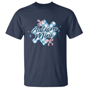 Autism Mini Coquette Puzzle Piece Pink Bow T Shirt TS11 Navy Print Your Wear