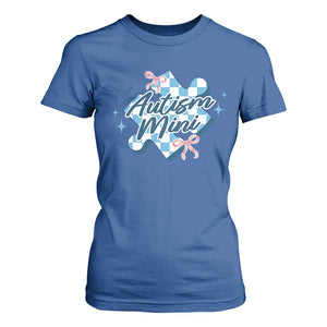 Autism Mini Coquette Puzzle Piece Pink Bow T Shirt For Women TS11 Royal Blue Print Your Wear