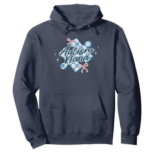 Autism Nana Coquette Puzzle Piece Pink Bow Hoodie TS11 Navy Print Your Wear