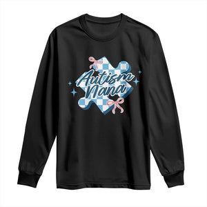 Autism Nana Coquette Puzzle Piece Pink Bow Long Sleeve Shirt TS11 Black Print Your Wear