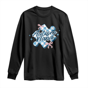 Autism Nana Coquette Puzzle Piece Pink Bow Long Sleeve Shirt TS11 Black Print Your Wear