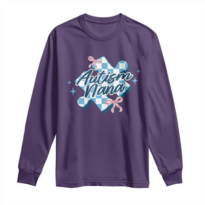 Autism Nana Coquette Puzzle Piece Pink Bow Long Sleeve Shirt TS11 Purple Print Your Wear