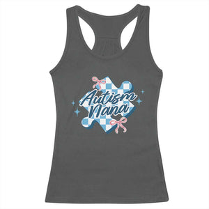 Autism Nana Coquette Puzzle Piece Pink Bow Racerback Tank Top TS11 Dark Heather Print Your Wear