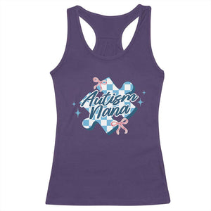 Autism Nana Coquette Puzzle Piece Pink Bow Racerback Tank Top TS11 Purple Print Your Wear