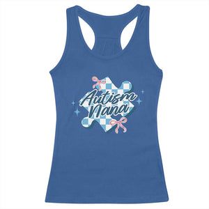 Autism Nana Coquette Puzzle Piece Pink Bow Racerback Tank Top TS11 Royal Blue Print Your Wear