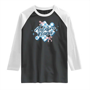 Autism Nana Coquette Puzzle Piece Pink Bow Raglan Shirt TS11 Black White Print Your Wear