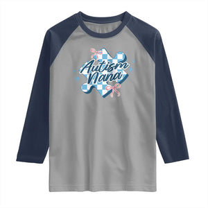 Autism Nana Coquette Puzzle Piece Pink Bow Raglan Shirt TS11 Sport Gray Navy Print Your Wear