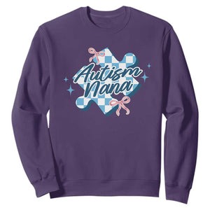Autism Nana Coquette Puzzle Piece Pink Bow Sweatshirt TS11 Purple Print Your Wear