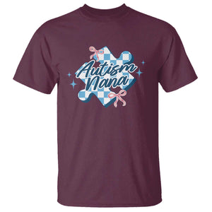 Autism Nana Coquette Puzzle Piece Pink Bow T Shirt TS11 Maroon Print Your Wear
