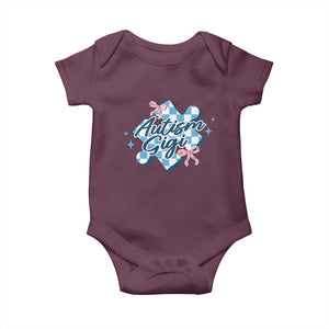 Autism Gigi Coquette Puzzle Piece Pink Bow Baby Onesie TS11 Maroon Print Your Wear