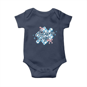 Autism Gigi Coquette Puzzle Piece Pink Bow Baby Onesie TS11 Navy Print Your Wear