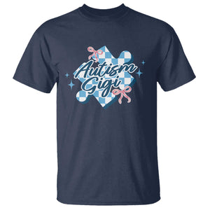 Autism Gigi Coquette Puzzle Piece Pink Bow T Shirt TS11 Navy Print Your Wear