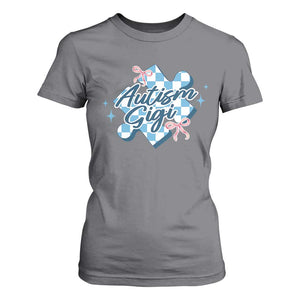 Autism Gigi Coquette Puzzle Piece Pink Bow T Shirt For Women TS11 Charcoal Print Your Wear