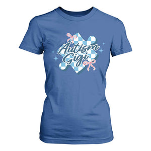 Autism Gigi Coquette Puzzle Piece Pink Bow T Shirt For Women TS11 Royal Blue Print Your Wear