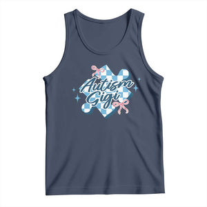 Autism Gigi Coquette Puzzle Piece Pink Bow Tank Top TS11 Navy Print Your Wear