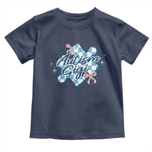 Autism Gigi Coquette Puzzle Piece Pink Bow Toddler T Shirt TS11 Navy Print Your Wear