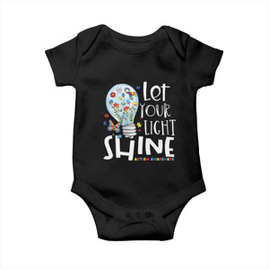 Autism Awareness Baby Onesie Let Your Light Shine Puzzle Ribbon Inspirational Quote TS11 Black Print Your Wear
