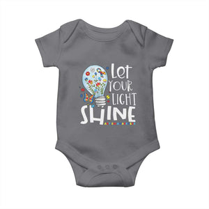Autism Awareness Baby Onesie Let Your Light Shine Puzzle Ribbon Inspirational Quote TS11 Charcoal Print Your Wear