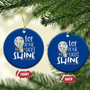 Autism Awareness Ceramic Ornament Let Your Light Shine Puzzle Ribbon Inspirational Quote TS11 1pc Blue Print Your Wear