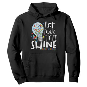 Autism Awareness Hoodie Let Your Light Shine Puzzle Ribbon Inspirational Quote TS11 Black Print Your Wear