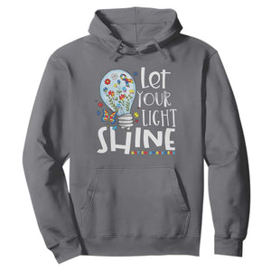Autism Awareness Hoodie Let Your Light Shine Puzzle Ribbon Inspirational Quote TS11 Charcoal Print Your Wear