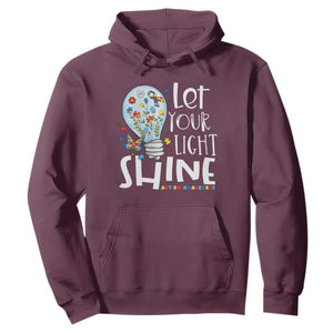 Autism Awareness Hoodie Let Your Light Shine Puzzle Ribbon Inspirational Quote TS11 Maroon Print Your Wear