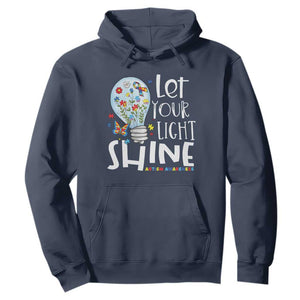 Autism Awareness Hoodie Let Your Light Shine Puzzle Ribbon Inspirational Quote TS11 Navy Print Your Wear