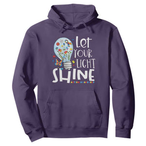 Autism Awareness Hoodie Let Your Light Shine Puzzle Ribbon Inspirational Quote TS11 Purple Print Your Wear