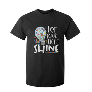 Autism Awareness T Shirt For Kid Let Your Light Shine Puzzle Ribbon Inspirational Quote TS11 Black Print Your Wear